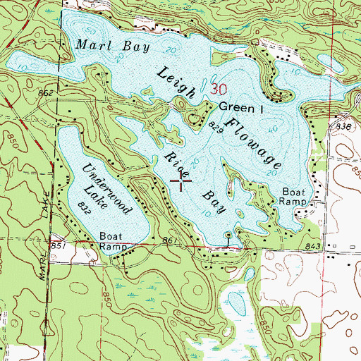 Topographic Map of Leigh Flowage, WI