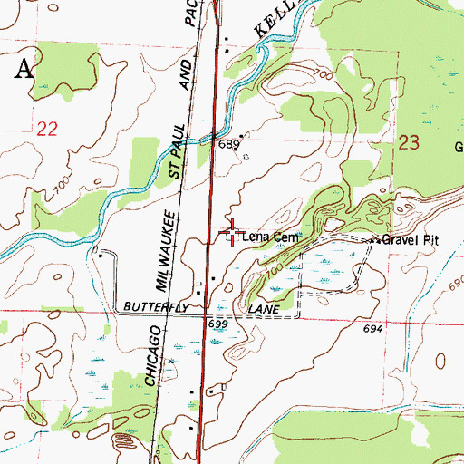 Topographic Map of Lena Cemetery, WI