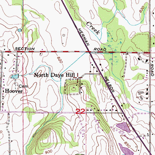 Topographic Map of North Daye Hill, AL