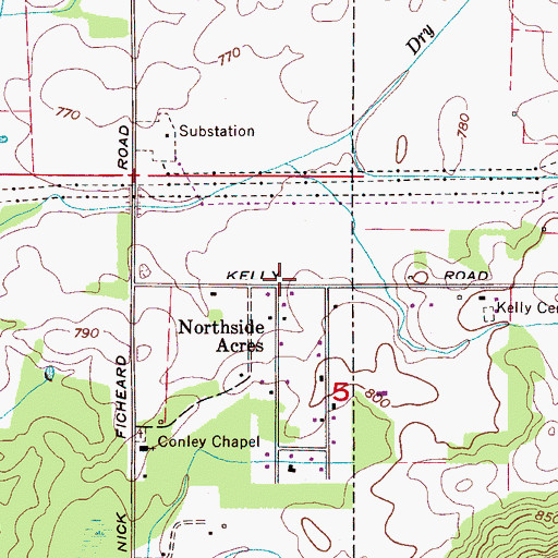 Topographic Map of Northside Acres, AL
