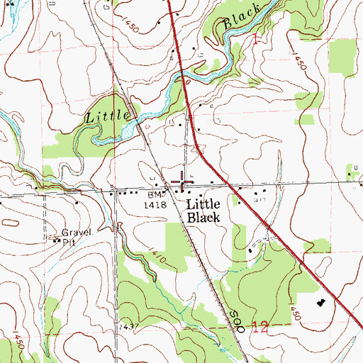 Topographic Map of Little Black, WI