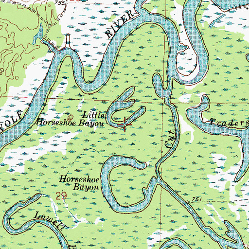 Topographic Map of Little Horseshoe Bayou, WI