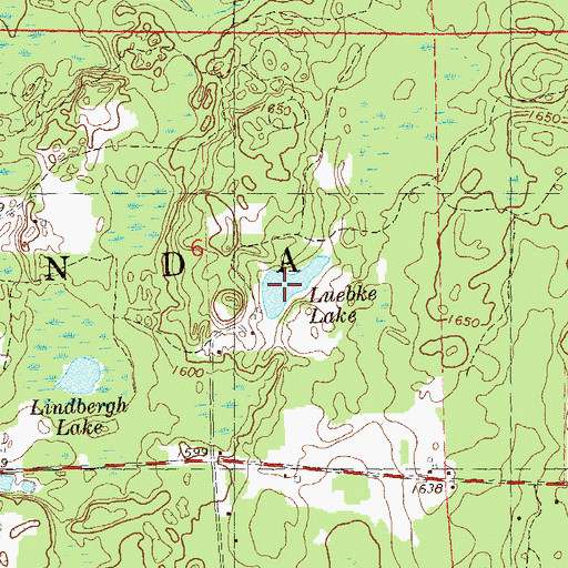 Topographic Map of Luebke Lake, WI