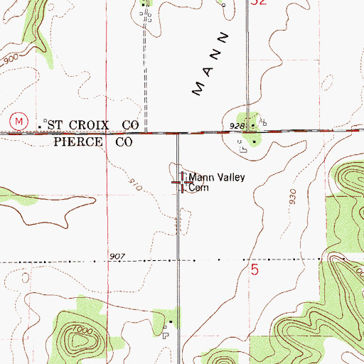 Topographic Map of Mann Valley Cemetery, WI