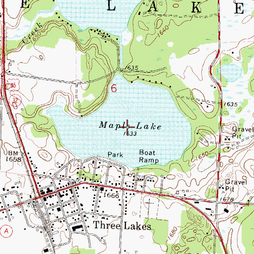 Topographic Map of Maple Lake, WI