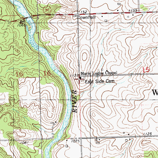 Topographic Map of Marie Louise Chapel, WI