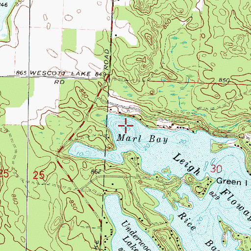 Topographic Map of Marl Bay, WI