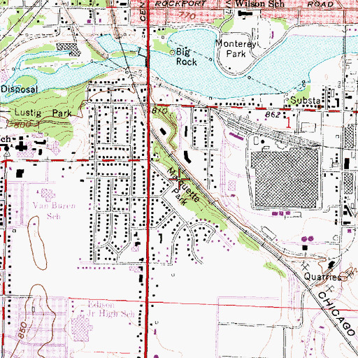 Topographic Map of Marquette Park, WI