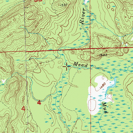 Topographic Map of Mead Creek, WI