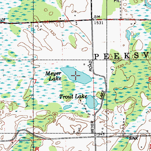 Topographic Map of Meyer Lake, WI