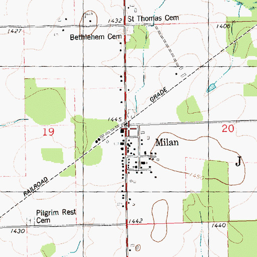 Topographic Map of Milan, WI