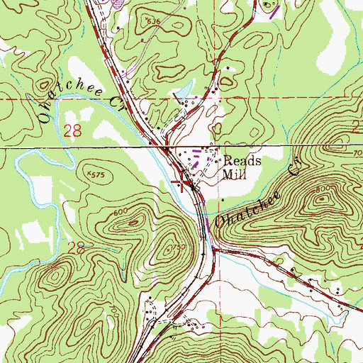 Topographic Map of Reads Mill, AL