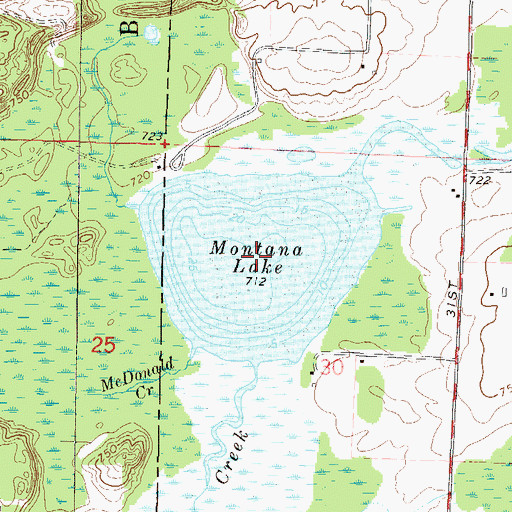 Topographic Map of Montana Lake, WI