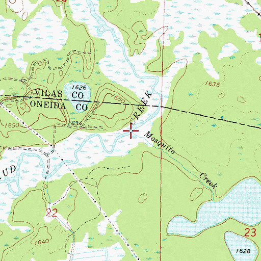 Topographic Map of Mosquito Creek, WI