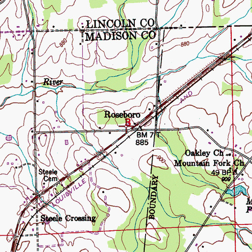 Topographic Map of Roseboro, AL
