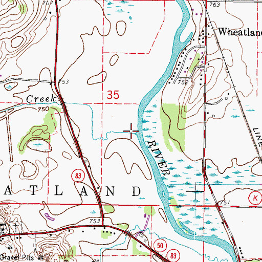 Topographic Map of New Munster Creek, WI