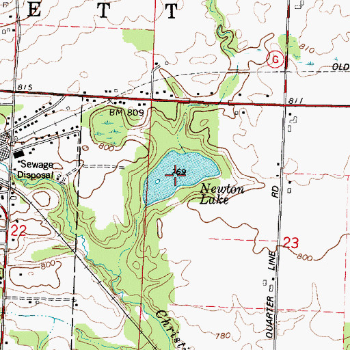 Topographic Map of Newton Lake, WI