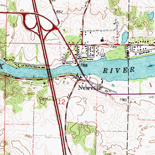 Topographic Map of Newville, WI