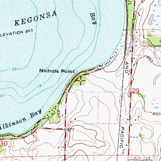 Topographic Map of Nichols Point, WI