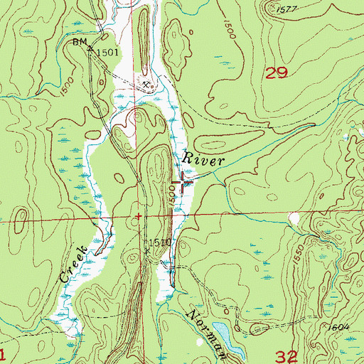 Topographic Map of Norman Creek, WI