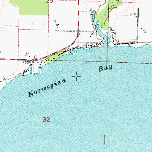 Topographic Map of Norwegian Bay, WI