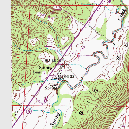 Topographic Map of Sidney, AL