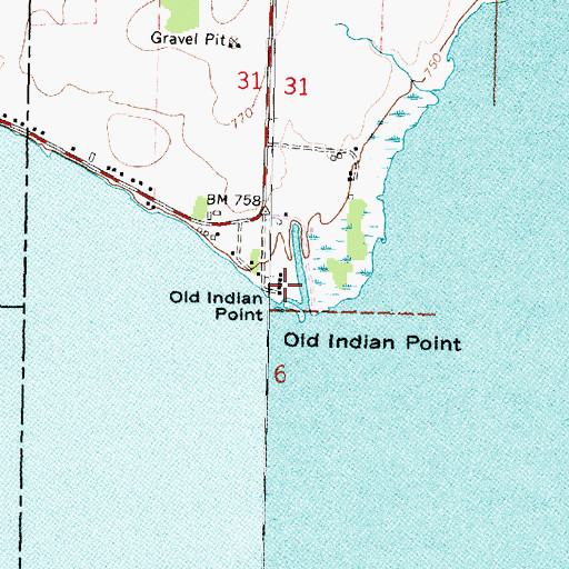 Topographic Map of Old Indian Point, WI