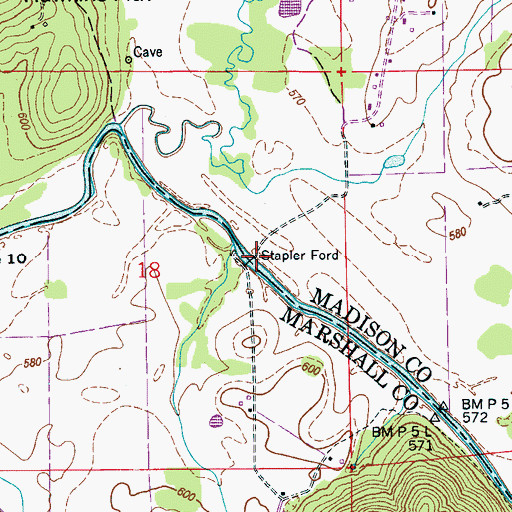 Topographic Map of Stapler Ford, AL