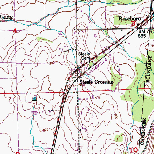 Topographic Map of Steele Crossing, AL