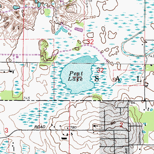 Topographic Map of Peat Lake, WI