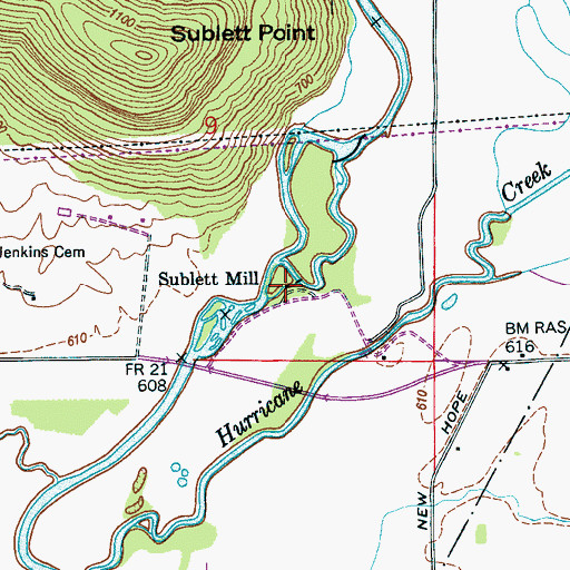 Topographic Map of Sublett Mill, AL