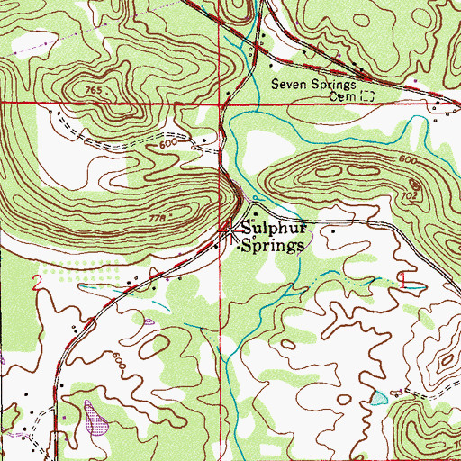 Topographic Map of Sulphur Springs, AL