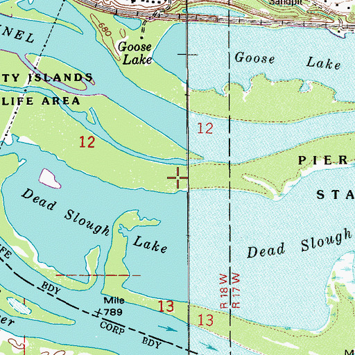 Topographic Map of Pierce County Islands State Public Hunting Grounds, WI