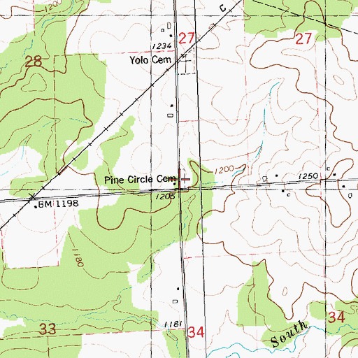 Topographic Map of Pine Circle Cemetery, WI
