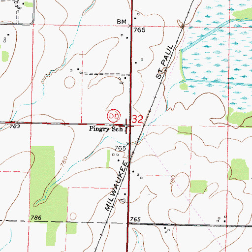 Topographic Map of Pingry School, WI