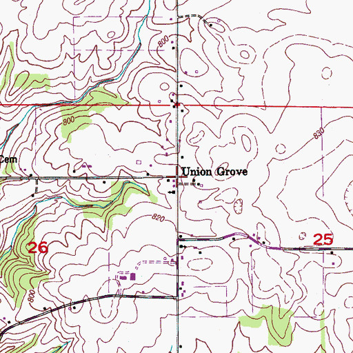 Topographic Map of Union Grove, AL