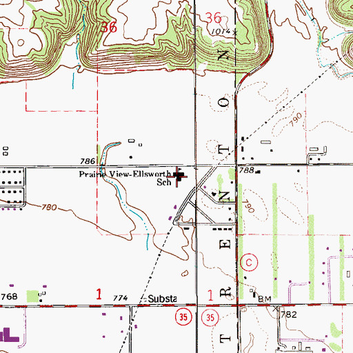Topographic Map of Prairie View Elementary School, WI