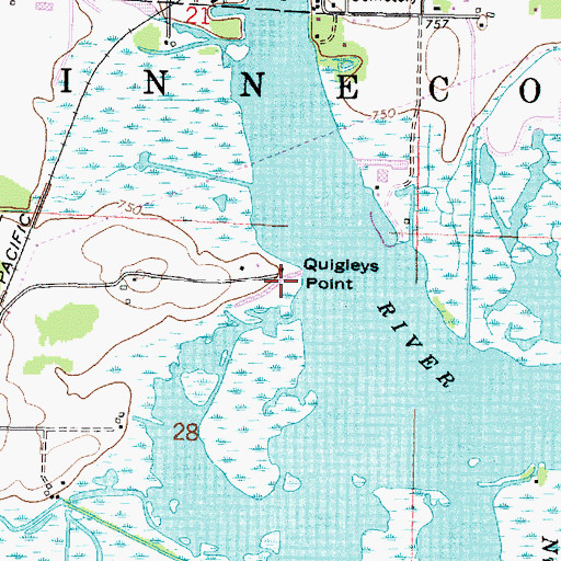 Topographic Map of Quigleys Point, WI