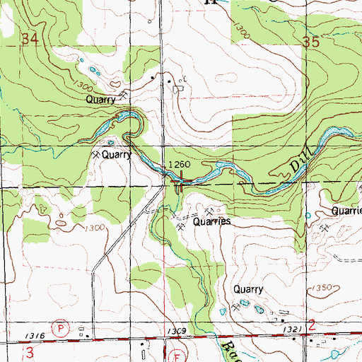 Topographic Map of Raeder Creek, WI