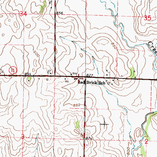 Topographic Map of Red Brick School, WI