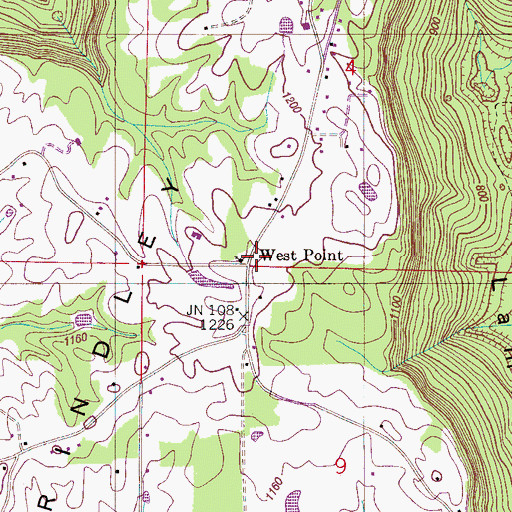 Topographic Map of West Point, AL