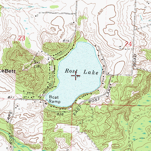 Topographic Map of Rost Lake, WI