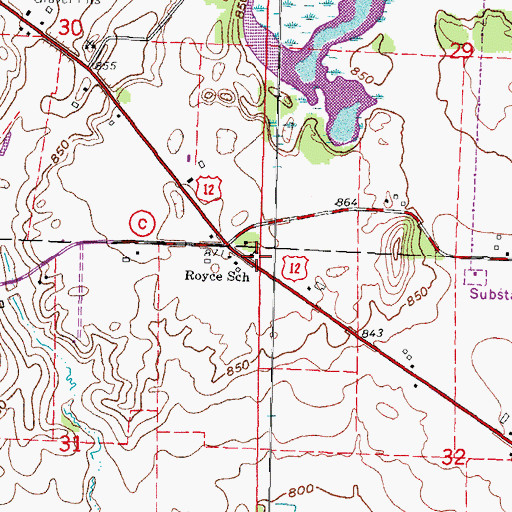 Topographic Map of Royce School, WI