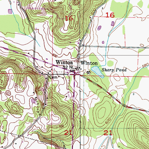 Topographic Map of Winton, AL