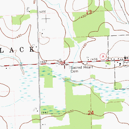Topographic Map of Sacred Heart Cemetery, WI
