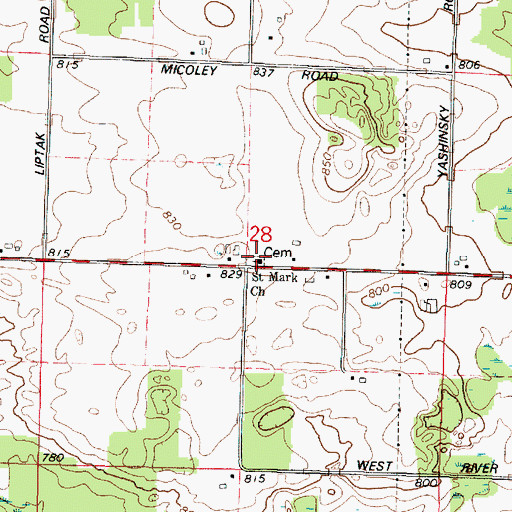 Topographic Map of Saint Mark Church, WI