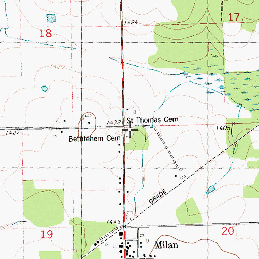 Topographic Map of Saint Thomas Cemetery, WI