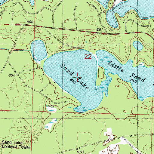 Topographic Map of Sand Lake, WI