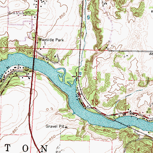 Topographic Map of Saunders Creek, WI