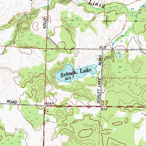Topographic Map of Schutt Lake, WI